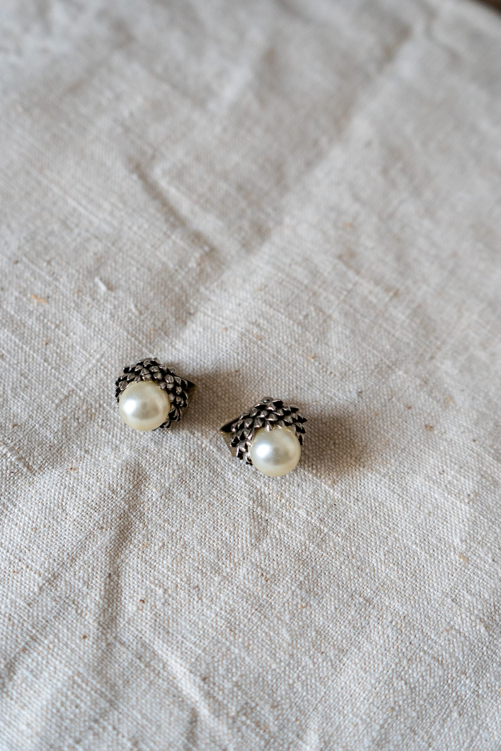 la vie moderne studio textile made in france boucles d oreilles vintage argent perle fermeture a clip